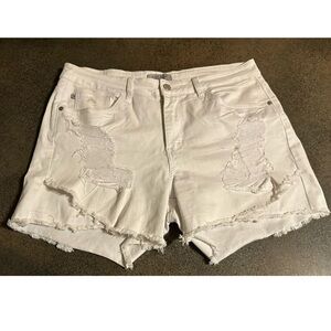 Judy Blue White Distressed Cutoff Jean Shorts Size XL